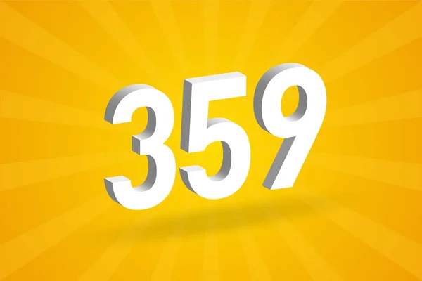 359 Alfabeto Fonte Número Branco Número 359 Com Fundo Amarelo — Vetor de Stock