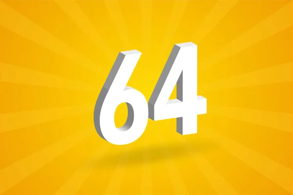 Abeceda Číslem 3D64 Bílé Číslo Žlutým Pozadím — Stockový vektor