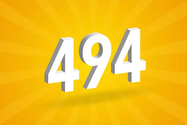 494 Alfabeto Fonte Número Branco Número 494 Com Fundo Amarelo — Vetor de Stock