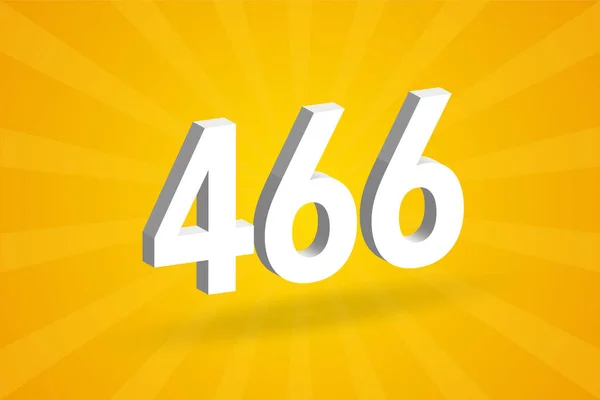 466数字字母表 黄色背景的白色3D 466号 — 图库矢量图片
