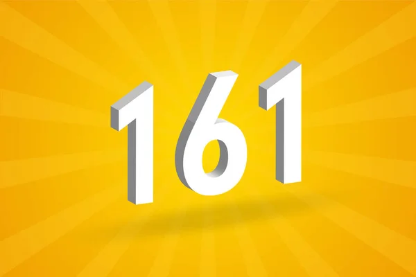 161個のフォントアルファベット 黄色の背景を持つホワイト3D番号161 — ストックベクタ