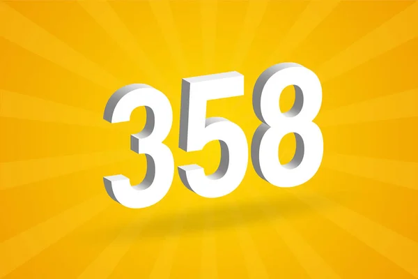 358 Αλφάβητο Αριθμών Λευκό Αριθμός 358 Κίτρινο Φόντο — Διανυσματικό Αρχείο