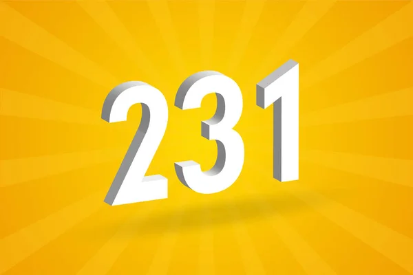 231 Alfabeto Dei Caratteri Numerici Bianco Numero 231 Con Sfondo — Vettoriale Stock