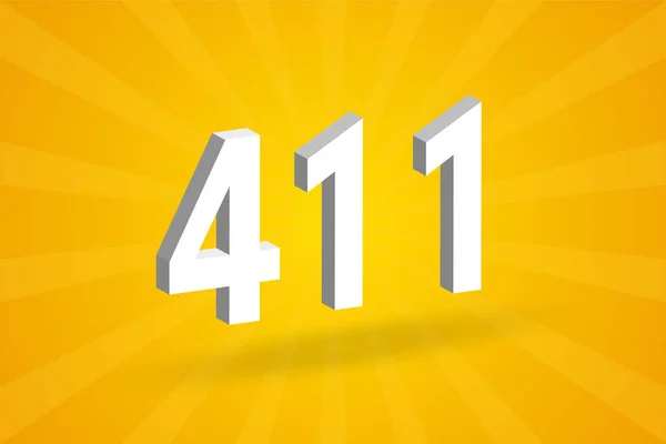 411 Number Font Alphabet White Number 411 Yellow Background — Stock Vector