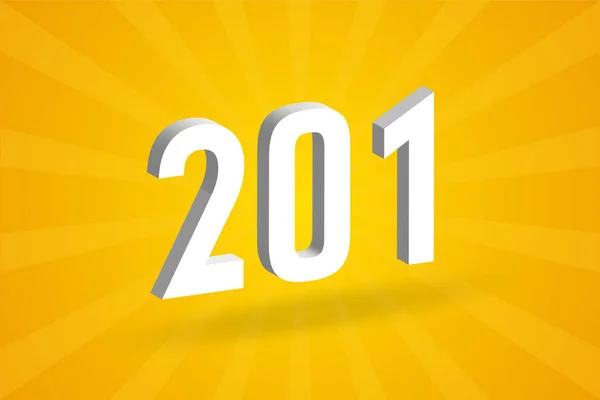 201番のフォントアルファベット 黄色の背景を持つホワイト3D番号201 — ストックベクタ