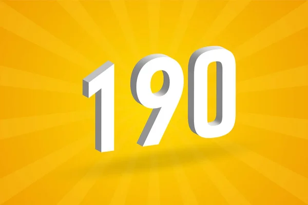 190 Числовий Шрифт Білий Номер 190 Жовтим Тлом — стоковий вектор