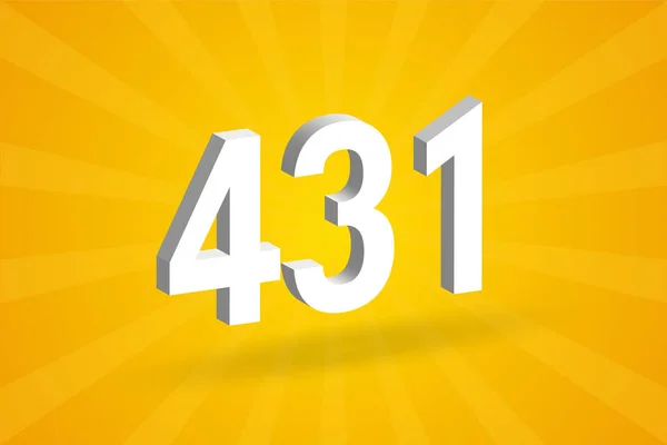 431番のフォントアルファベット 黄色の背景を持つホワイト3D番号431 — ストックベクタ