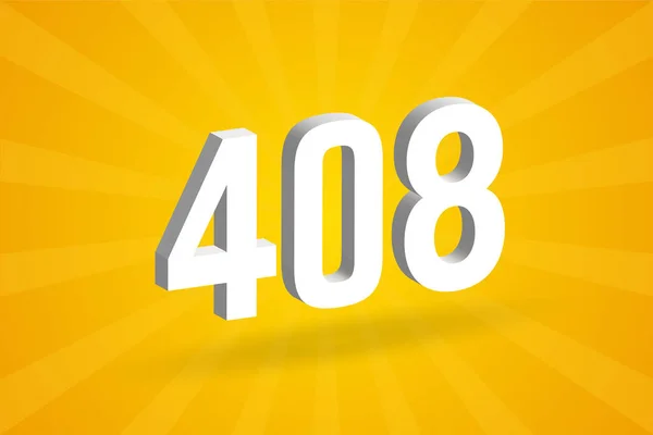 408番のフォントアルファベット 黄色の背景を持つホワイト3D番号408 — ストックベクタ