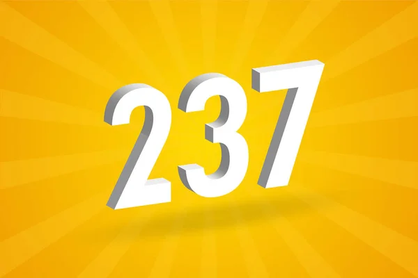 237 Числовий Шрифт Білий Номер 237 Жовтим Тлом — стоковий вектор