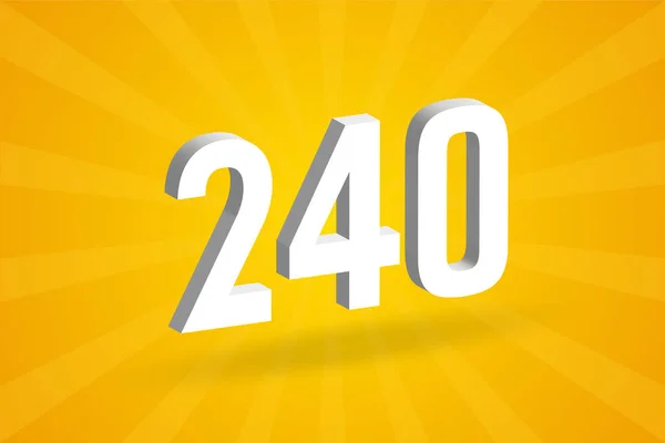 240 Nummer Teckensnitt Alfabetet Vit Nummer 240 Med Gul Bakgrund — Stock vektor