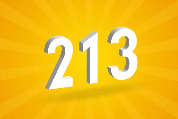 213数字字母表 黄色背景的白色3D 213号 — 图库矢量图片