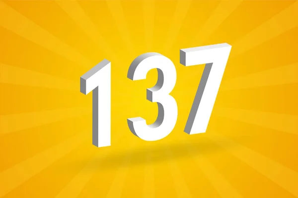 137 Cijfer Lettertype Alfabet Wit Nummer 137 Met Gele Achtergrond — Stockvector