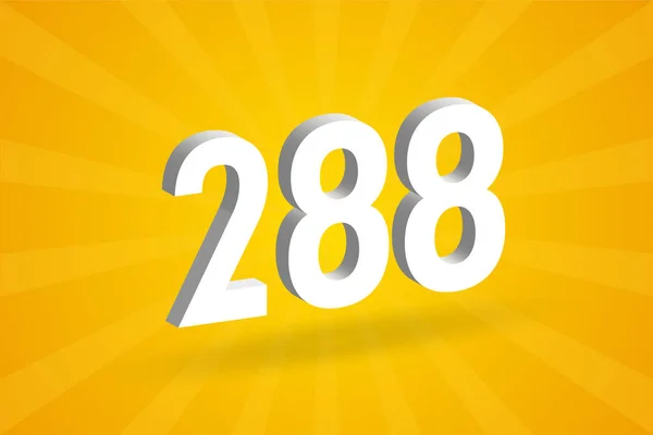 288番のフォントアルファベット 黄色の背景を持つホワイト3D番号288 — ストックベクタ