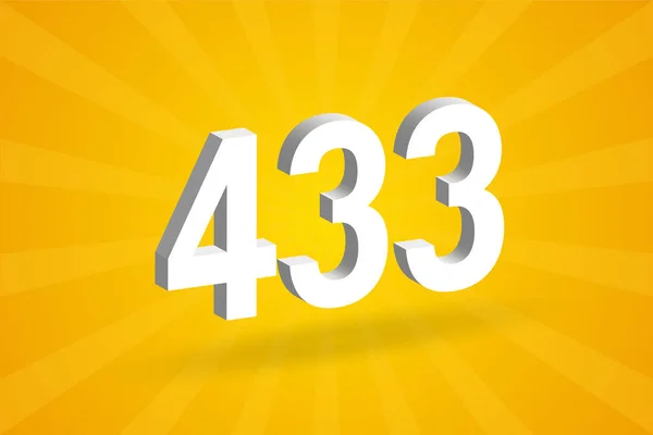 433 Αλφάβητο Αριθμών Λευκό Αριθμός 433 Κίτρινο Φόντο — Διανυσματικό Αρχείο