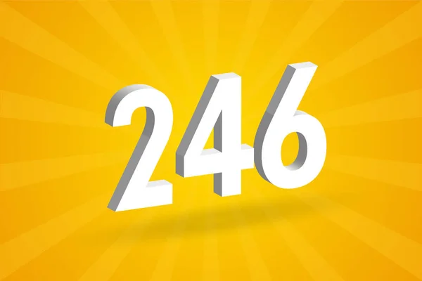 246 Cijfer Lettertype Alfabet Wit Nummer 246 Met Gele Achtergrond — Stockvector