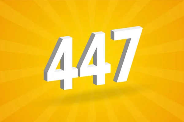 447数字字母表 白色3D 447号 黄色背景 — 图库矢量图片