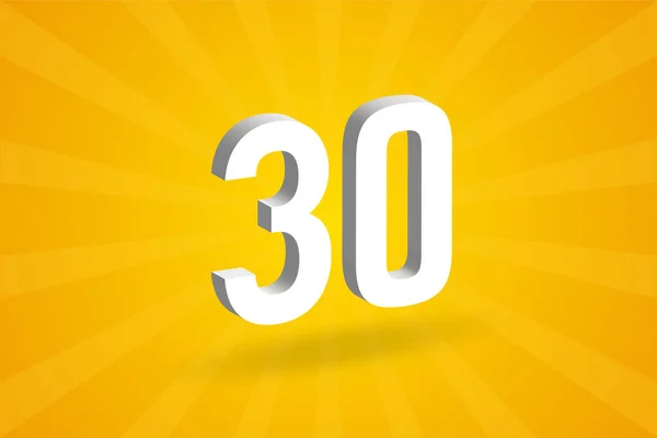 Abeceda Číslem 3D30 Bílé Číslo Žlutým Pozadím — Stockový vektor