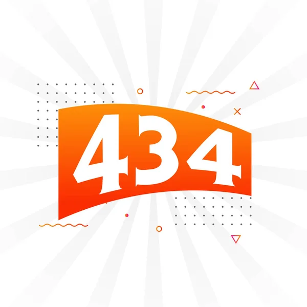 434 Number Vector Font Alphabet Número 434 Com Elemento Decorativo — Vetor de Stock