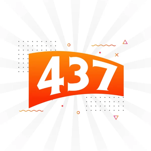 437 Number Vector Font Alphabet Número 437 Com Elemento Decorativo — Vetor de Stock