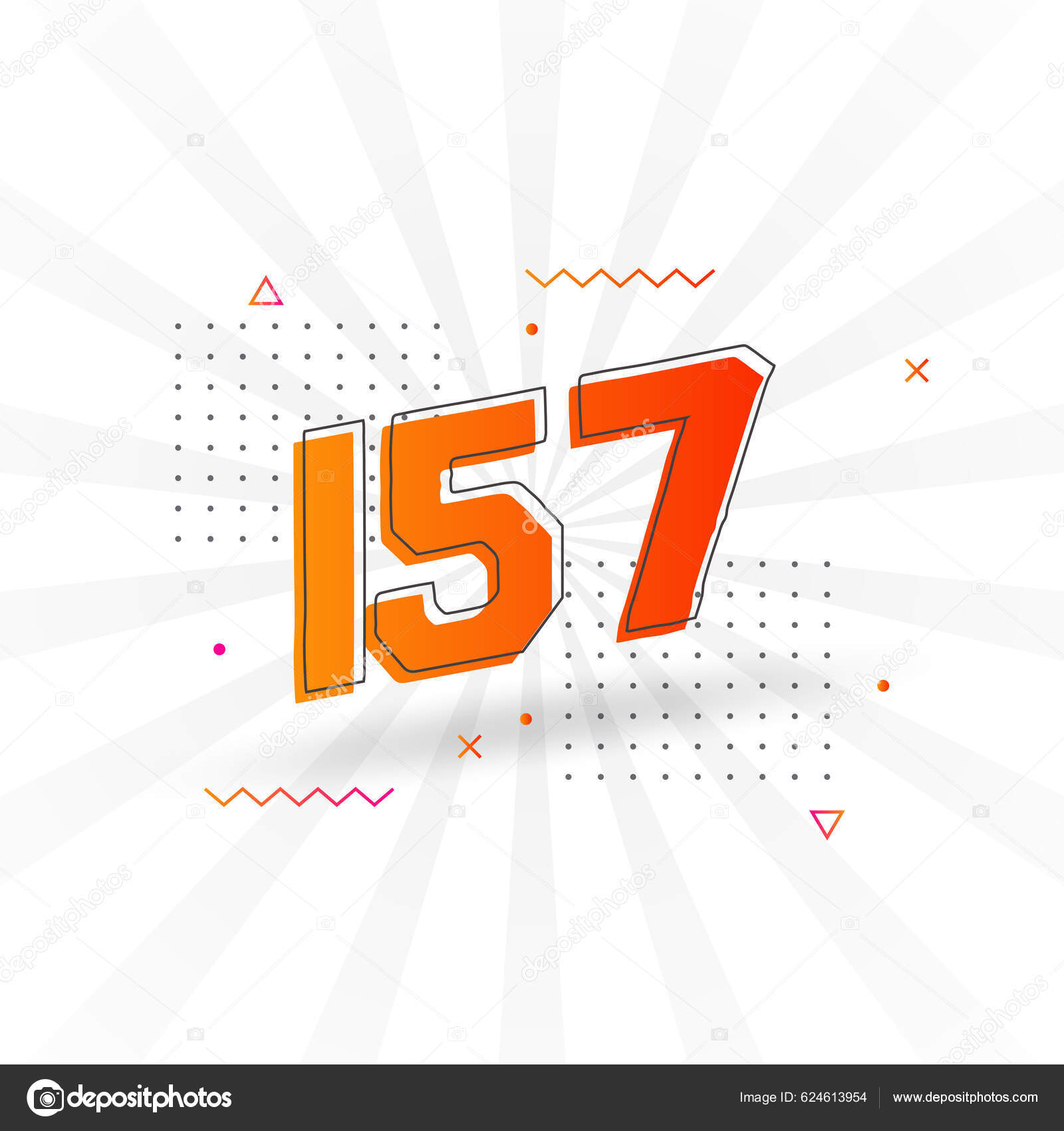 157 Numeração Vetorial Fonte Alfabeto Número 157 Com Elemento