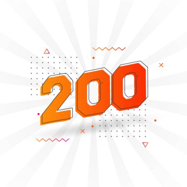 200 numara vektör yazı tipi alfabesi. 200 numara dekoratif element stok vektörü