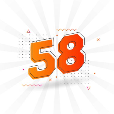58 numara vektör yazı tipi alfabesi. 58 numara dekoratif element stok vektörü