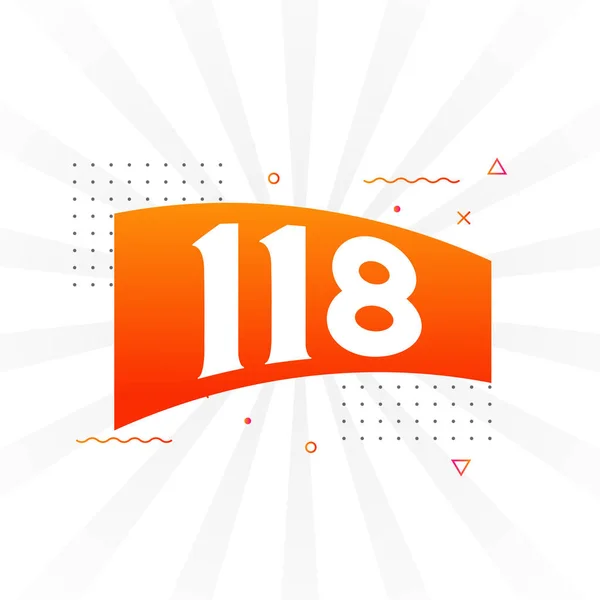 118 Alphabet Polices Vectorielles Numériques Numéro 118 Avec Élément Décoratif — Image vectorielle