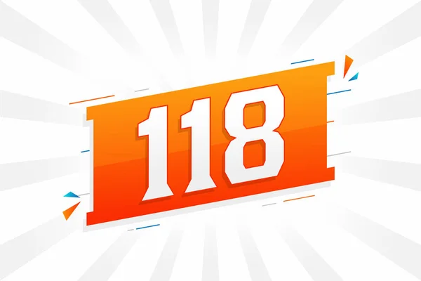 118 Zahlenvektorschrift Alphabet Nummer 118 Mit Dekorativem Elementstockvektor — Stockvektor