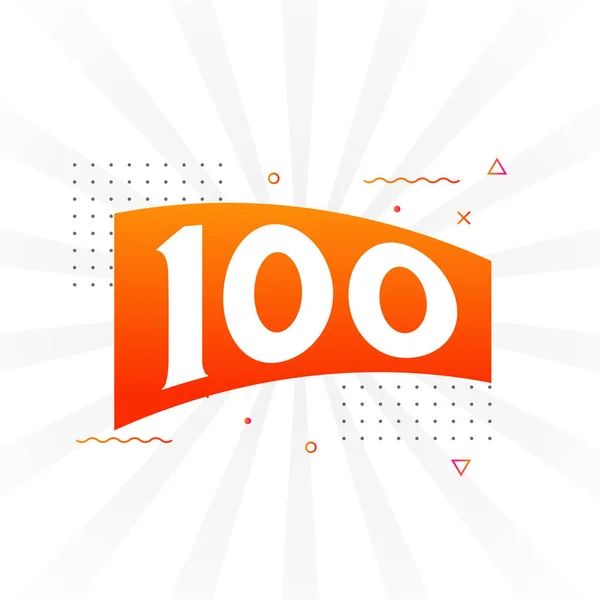 100 Nummer Vektor Teckensnitt Alfabet Nummer 100 Med Dekorativ Beståndsvektor — Stock vektor