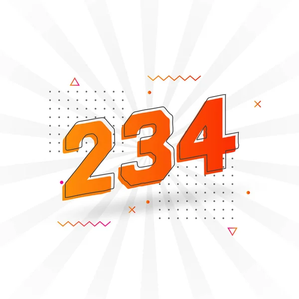 234 Number Vector Font Alphabet Number 234 Decorative Element Stock — Stock Vector