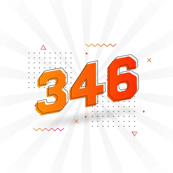 346 Numeração Vetorial Fonte Alfabeto Número 346 Com Elemento Decorativo — Vetor de Stock