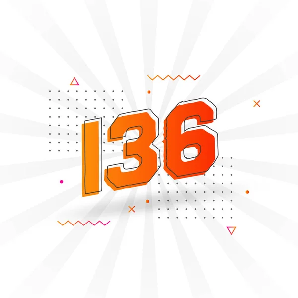 136 Numeri Alfabeto Dei Caratteri Vettoriali Numero 136 Con Elemento — Vettoriale Stock