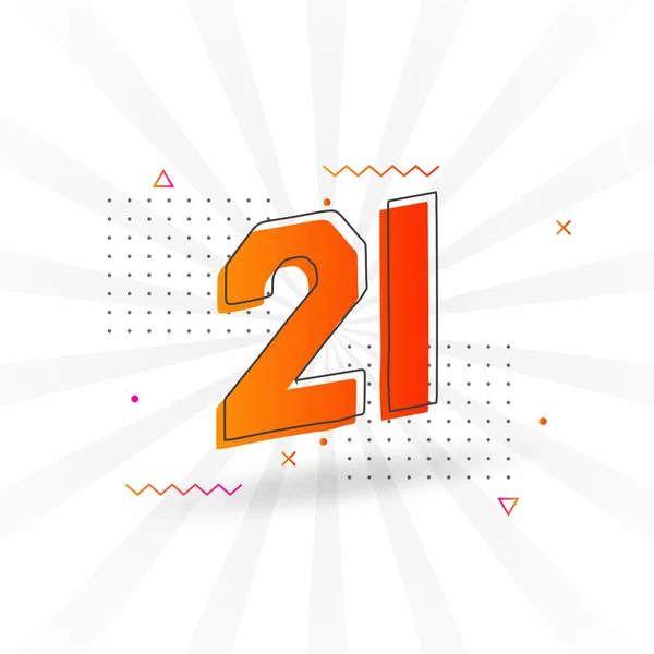 21个数字矢量字母表 具有装饰元素存量矢量的第21号 — 图库矢量图片