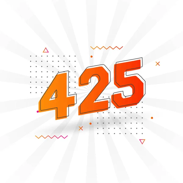 425 Number Vector Font Alphabet Número 425 Com Elemento Decorativo —  Vetores de Stock