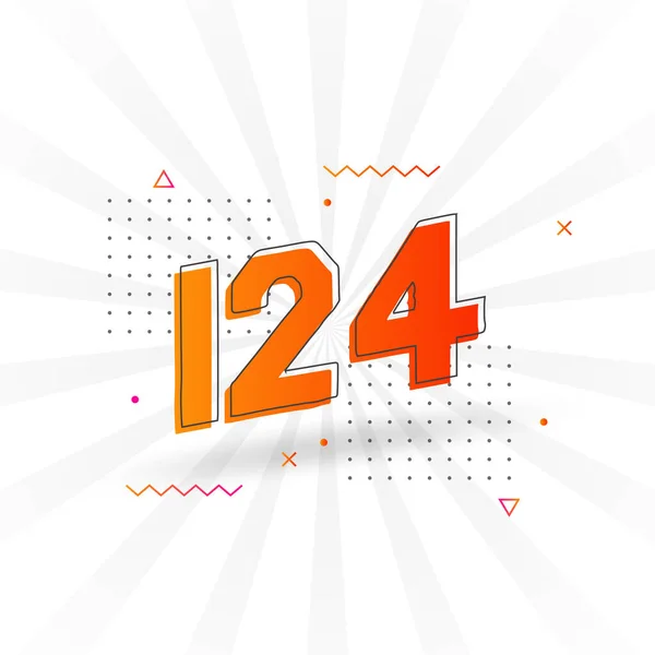 124 Alphabet Polices Vectorielles Numériques Numéro 124 Avec Élément Décoratif — Image vectorielle