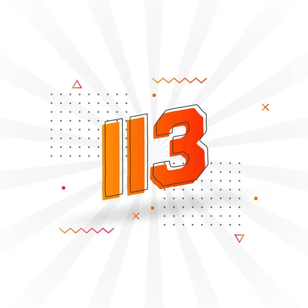 113 Alfabeto Fonte Vetorial Numérico Número 113 Com Elemento Decorativo — Vetor de Stock