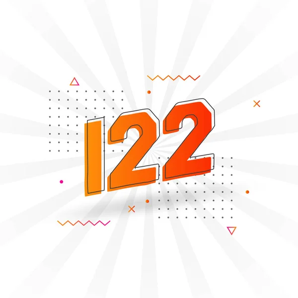 122 Alphabet Polices Vectorielles Nombres Numéro 122 Avec Élément Décoratif — Image vectorielle