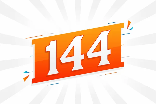 144 Zahlenvektorschrift Alphabet Nummer 144 Mit Dekorativem Elementstockvektor — Stockvektor