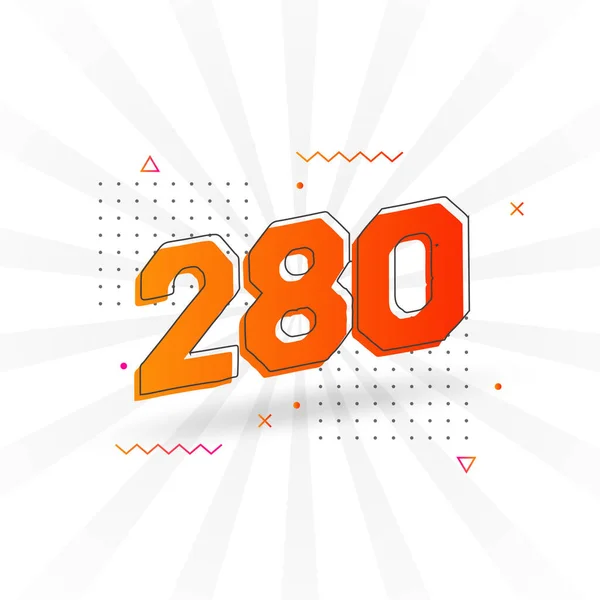 280 Nummer Vektor Teckensnitt Alfabet Nummer 280 Med Dekorativ Beståndsvektor — Stock vektor