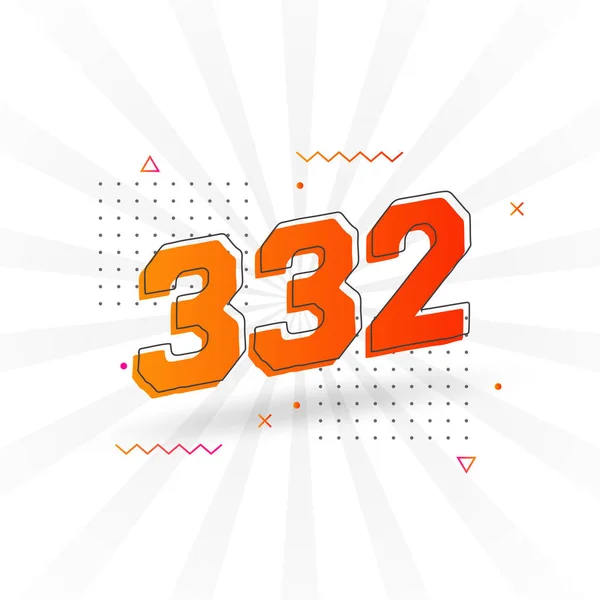Alphabet Polices Vectorielles Nombres 332 Numéro 332 Avec Élément Décoratif — Image vectorielle