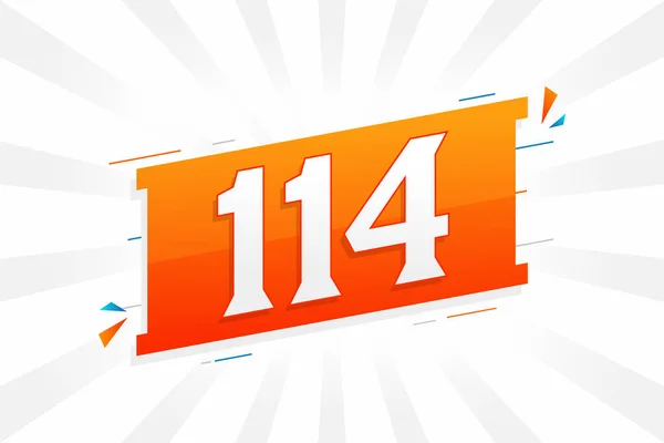 114 Number Vector Font Alphabet Número 114 Com Elemento Decorativo — Vetor de Stock