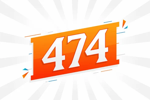 474 Number Vector Font Alphabet Número 474 Com Elemento Decorativo — Vetor de Stock