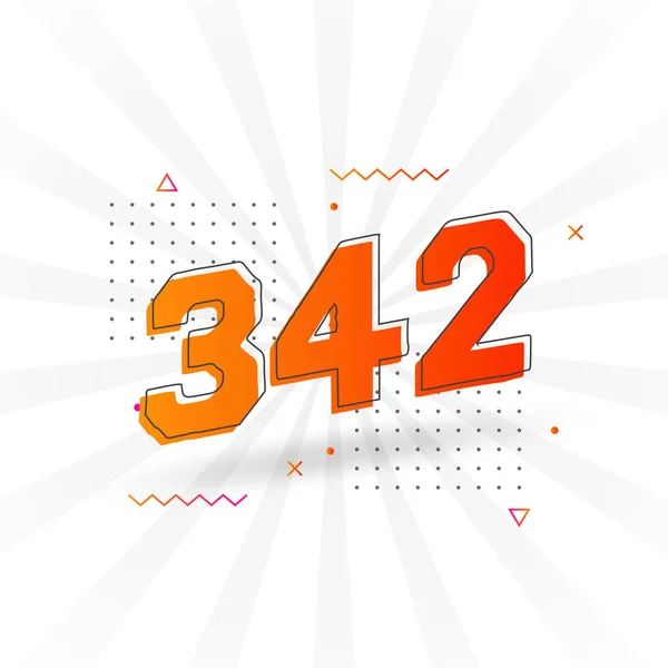 342 Number Vector Font Alphabet Número 342 Com Elemento Decorativo — Vetor de Stock