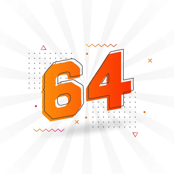 64个数字矢量字母表 具有装饰元素存量向量的64号 — 图库矢量图片