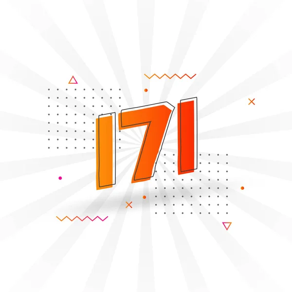 171 Alphabet Polices Vectorielles Numériques Numéro 171 Avec Élément Décoratif — Image vectorielle
