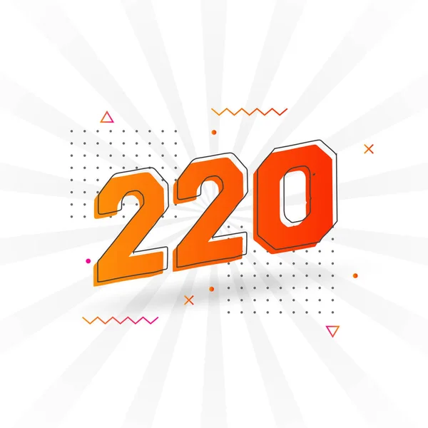 220 Alphabet Polices Vectorielles Nombres Numéro 220 Avec Élément Décoratif — Image vectorielle