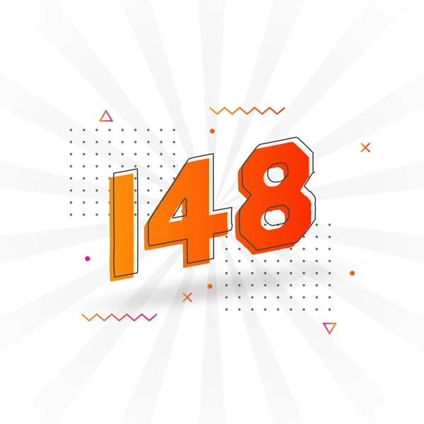 148 Alphabet Polices Vectorielles Numériques Numéro 148 Avec Élément Décoratif — Image vectorielle