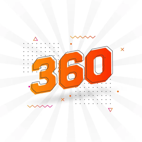 360 Zahlenvektorschrift Alphabet Nummer 360 Mit Dekorativem Elementstockvektor — Stockvektor