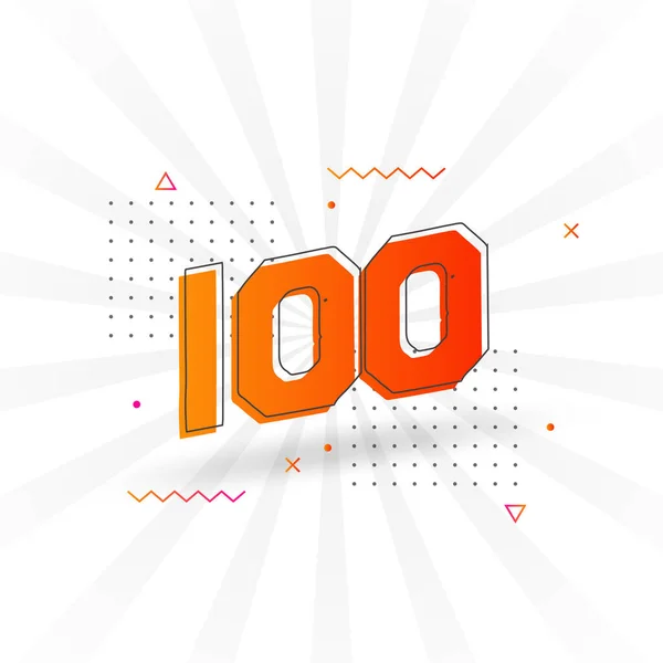 100 Nummer Vektor Teckensnitt Alfabet Nummer 100 Med Dekorativ Beståndsvektor — Stock vektor