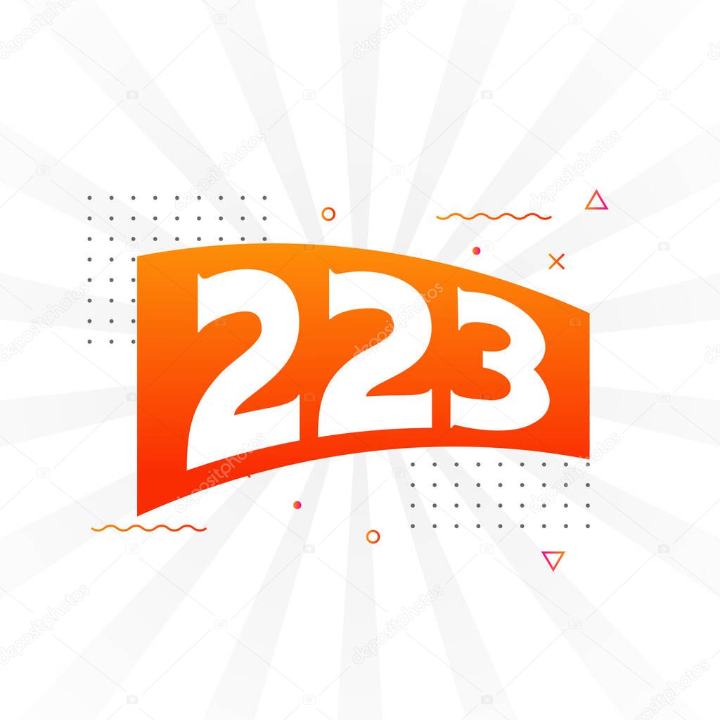 223 número vector fuente alfabeto. Número 223 con vector de stock